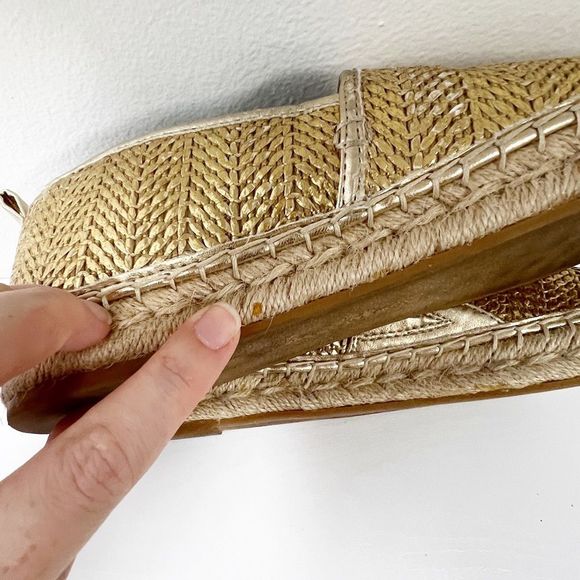 Sam Edelman Khloe Gold Woven Espadrilles 9 - Picture 7 of 7